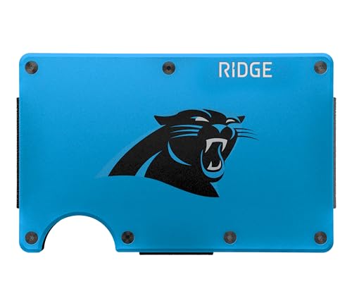 The Ridge NFL Wallet - Carolina Panthers - Slim Wallet, Card Holder, Carry up to 12 Cards RFID Safe, Blocks Chip Readers, Minimalist Wallet With Cash Strap & Extra Money Clip