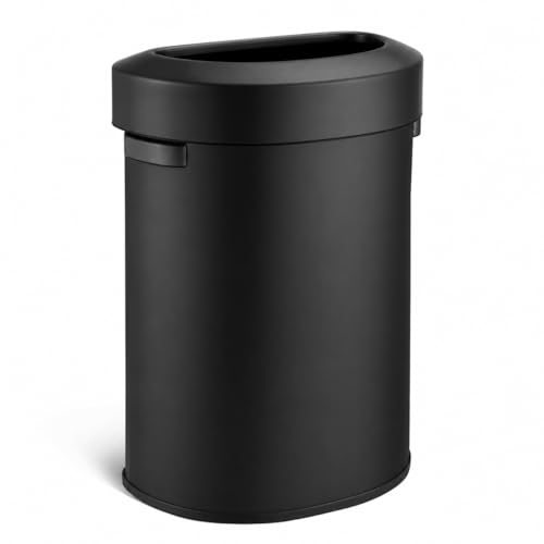 Home Zone Living 18 Gallon Commercial Trash Can with Semi-Round Flat Back