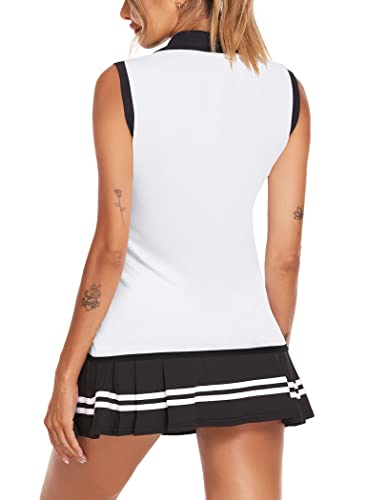 COOrun Women's Golf Polo T Shirts Lightweight Moisture Wicking Sleeveless Shirt Quick Dry Zipper Tank Top2