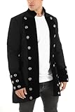 Eimee Handmade Cotton Gothic Military Jacket-Pirate Coat Steampunk Mens Clothes-Gothic Jacket Men SPVL (L, Black)