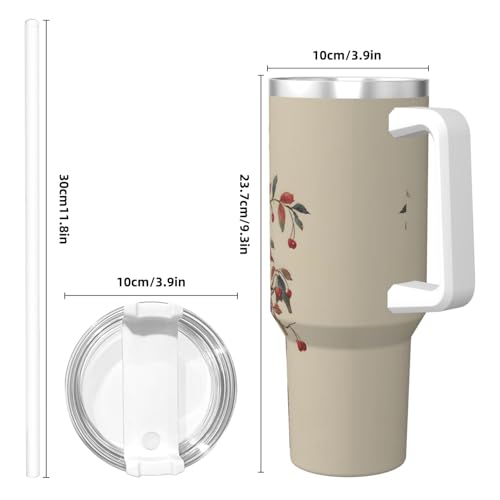 Vaso aislante inoxidable de 40 oz con asa y sorbete miniatura 5
