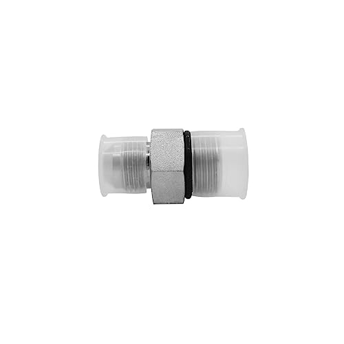 Image of (2-PACK) 6400-08-10-O Hydraulic Hose Adapter Fitting 1 /2 inch Male JIC 37 Flare (3 /4 inch-16UNF) x 5 /8 inch Male O-Ring Boss (7 /8 inch-14UNF) SAE Straight Pipe Joints Tube Connector Carbon Steel