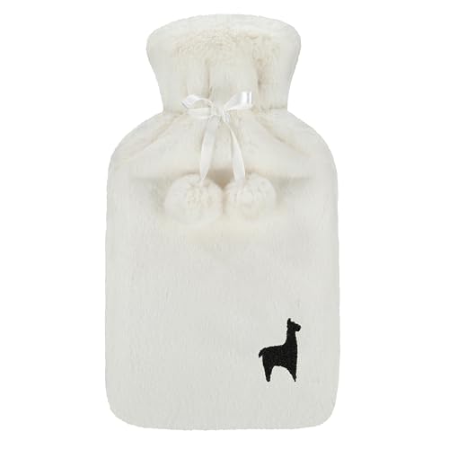 Nordstern Wärmflasche Beige mit Weichem Bezug 1,8 L - Große Auslaufsichere Bettflasche mit weichem Plüsch Wärmflaschenbezug - Ideal für...