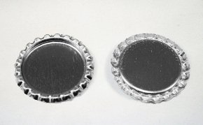 100 Flattened Chrome Bottle Caps Silver Bottlecaps Flat (Original Version)