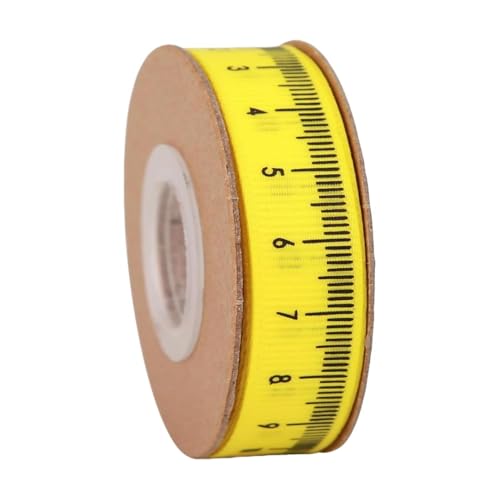 Meseey 7/8" x 20 Yards Back to School Ruler Grosgrain Ribbon Yellow Measuring Tape Print Craft Ribbon for Teacher Appreciation, Wreaths, Gift Wrapping & Classroom Decor