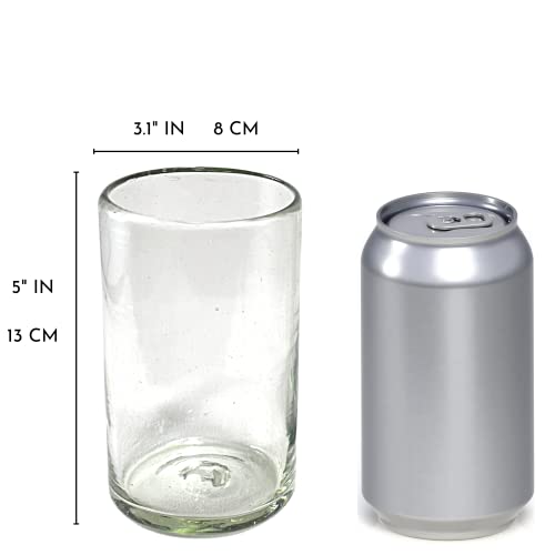 Set de jarra con 6 vasos de vidrio soplado 14 oz miniatura 6