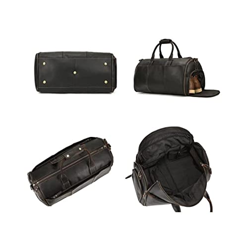 Travel Bags for Mens, Genuine Leather Duffle Bags for Men, Handbags Briefcases Mens Shoulder Bags (Brown)4