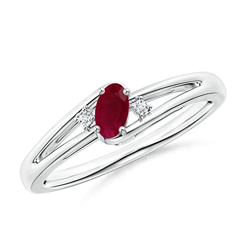 Angara Natural Ruby Solitaire Ring For Women, Girls In 14K White Gold (Grade-A | Size-5X3Mm) | July Birthstone Jewelry Gift For Her | Birthday | Wedding | Anniversary | Engagement #TOP26