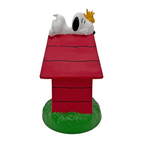 BACKYARD GLORY Peanuts Snoopy and Woodstock on Doghouse Everyday Outdoor Garden Statue, 12 Inches Tall, Officially Licensed Peanuts Product