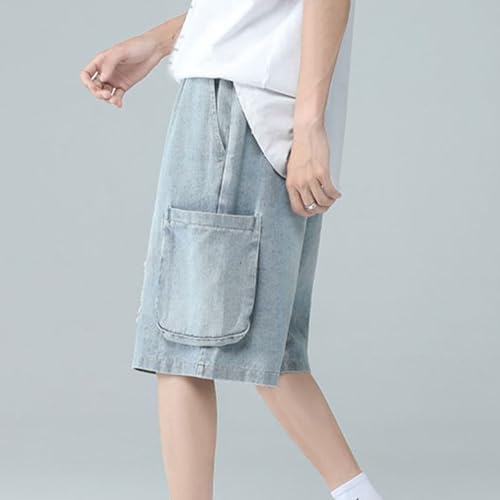 Shorts jean cargo hombre casual desgastado miniatura 4