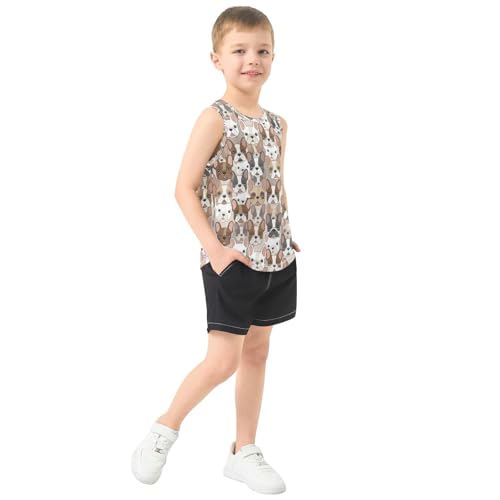 J JOYSAY Colorful Cartoon Bulldog Boys Tank Top Sleeveless Muscle Shirts Quick Dry Active Sport Workout Kids T-Shirts 3-15T4