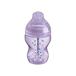 Tommee Tippee Advanced Anti-Colic Baby Bottle Super Soft Teat 0+ Months 260ml Pink with Decorations