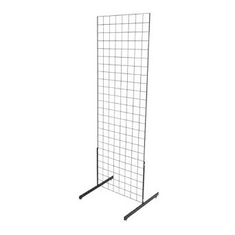 SSWBasics 2' x 6' Grid Wall Standing Fixture - Black - Durable Display Rack for Art Displays, Outdoor Festivals, Flea Markets, Craft Shows, Home and Office Use - Easy Assembly Required
