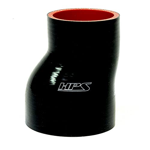Image of HPS Performance 2-2.5 ID 3 Long High Temp 4-ply Reinforced Silicone Offset Reducer Coupler Hose Black (51mm - 63mm ID 76mm Length)