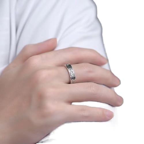 Gixaxak Retro Auspicious Ruyi Cloud Thimble Ring for Men and Women Open Adjustable Ring Chinese Style Made Old Craft Index Finger Ring Hand Decoration Stainless Steel Ring Auspicious Cloud Ring