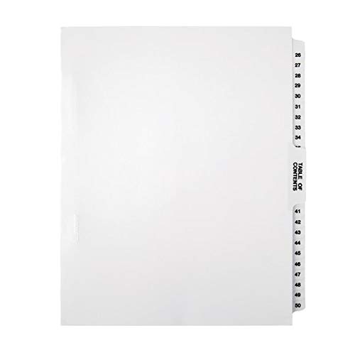 Office Depot Legal Exhibit Unpunched Dividers With Laminated Tabs, Black/White, Numbered 26-50, 3585478215