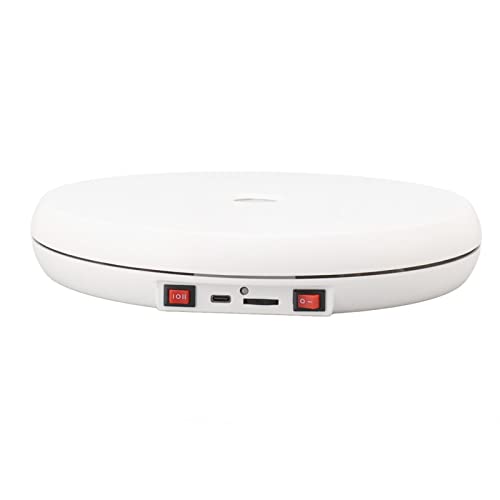 Gsycle Electric Rotating Display Stand, 25cm 20kg Load Capacity Turntable Display Table Noiseless Rotating Platform with LED Light for Jewelry (ABS 2)