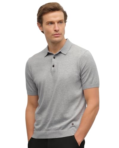 Image of KVSS Men's Polo Shirts Pima Cotton & Cashmere Luxury Short Sleeve Polo Shirt for Men Lightweight Breathable Premium Knit Polo