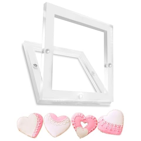 Acrylic Cookie Stencils Partner, 6"x6" Magnetic Cookie Stencil Frame Stencil Holder for Royal Icing Fondant Airbrushing, Magnetic Template Frame for Cooking Decorating Baking Tool Cover