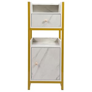 C-Juzarl Friseurwagen mit Rollen und 2 Schubladen, Servierwagen, Salon Trolley mit 2 Föhnhalter, Rollwagen für Friseursalons Schönheitssalons, 34x30x75cm (Gold+Grau)