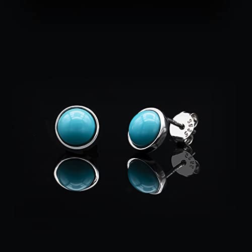 Bluejoy “Elegance & Love” Natural Sleeping Beauty Turquoise Gemstone 6Mm Dainty Stud Earrings In Sterling Silver For Women #TOP2