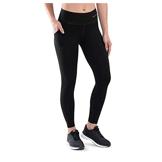 HOKO - Malla Larga de Compresión Suave Chika para Mujer - Mallas para Deporte o Gimnasio - Leggings para día a día - 1 Bolsillo - Color Negro, Talla M
