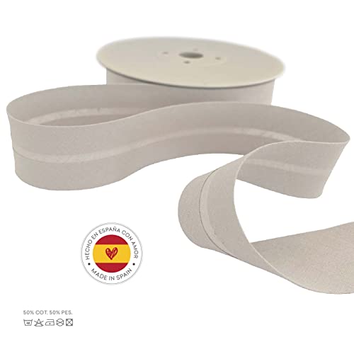 TEXTEX = 30mm Wide Bias Binding Tape. 50% Cotton and 50% Polyester. 10m Piece - (Light Gray) - Image 4