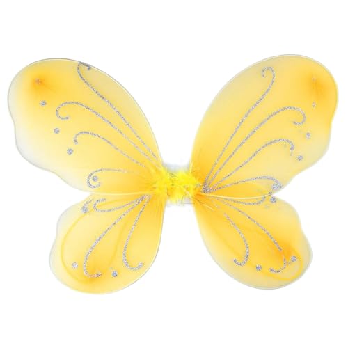 Fairy Wings for Girls, Girls Butterfly Fairy Wings Fairy Costumes Sparkle Fairy Princess Angel Wings Cosplay Christmas Halloween Dress Up Birthday Party Favor Gift for Kids Girls Yellow
