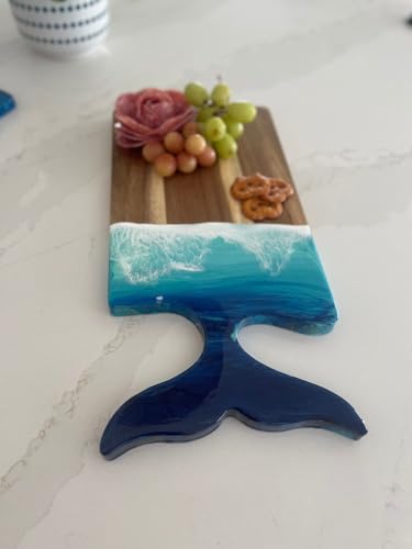 Tabla de cortar rectangular de madera con mango cola de ballena miniatura 3
