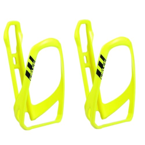 CLISPEED Soporte para botellas de bicicleta amarillo, 2 unidades, soporte ligero para botellas de agua de plástico, soporte para bebidas, soporte para botellas de cochecito, portabotellas