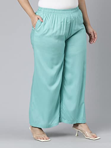 Image of GO COLORS Soft Viscose Basic Palazzo Full Length for Women| Breathable, Mid Rise, Relaxed Fit