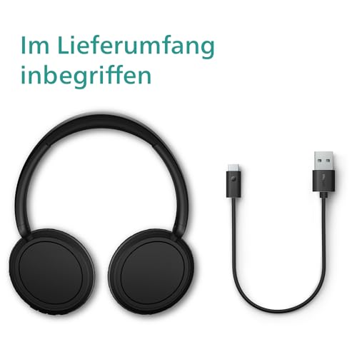 PHILIPS TAH5209BK Leichter ohraufliegender kabelloser Bluetooth-Kopfhörer mit passiver Geräuschisolierung – 65 Stunden Spielzeit… – Ansicht 3
