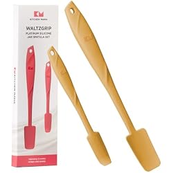 Kitchen Mama WaltzGrip Platinum Silicone Jar & Can Spatula Set, Yellow | Heat-Resistant, Dishwasher Safe, Ergonomic Grip, Perfect for Mixing and Scraping, Nonstick Cookware