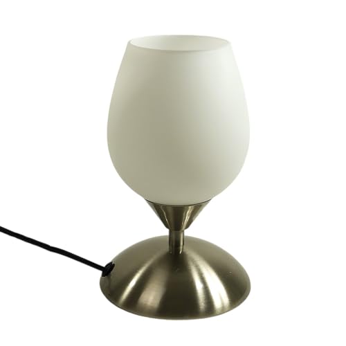 Glas-Tisch-Leuchte-Lampe MIKO, Metall nickel, Opal-Glas weiß, E14, H: 20...