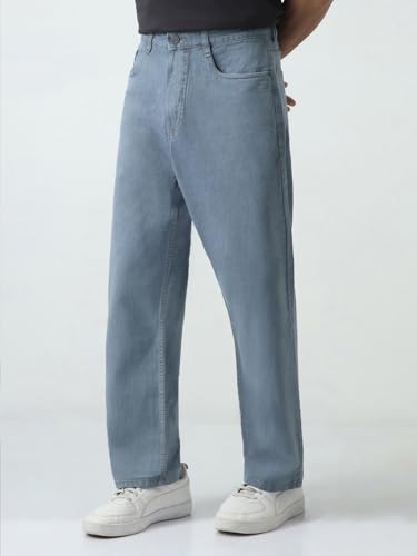 Urbano Fashion Store Urbano Fashion Men's Grey Loose Baggy Jeans - Image 4