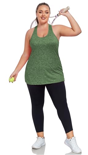 Image of ForHailey Women's Plus Size Cross Back Workout Tank Tops Athletic Shirts