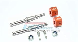 GPM For Tamiya T3-01 Dancing Rider Trike Upgrade Parts Stainless Steel Rear Wheel Shaft With Aluminum Hex Adapter (+2mm) - 4Pc Set Orange