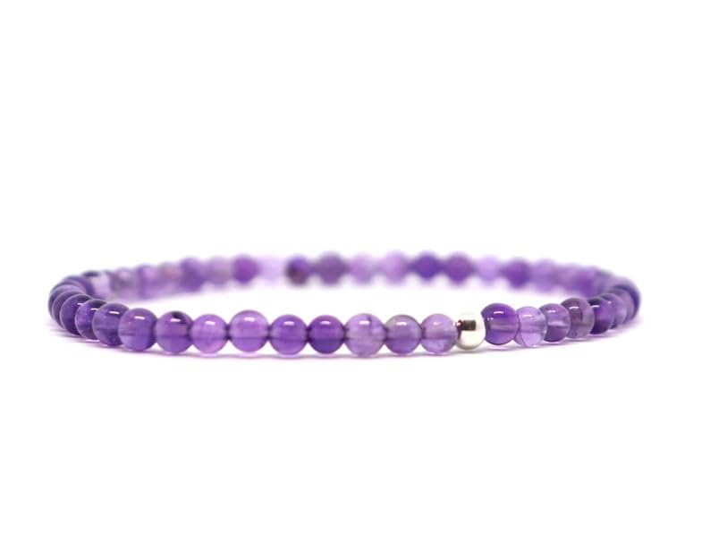 Bracelet améthyste 4mm perles rondes extensibles LKBEADS pour homme et femme