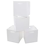 Ponpong 4 Packs Plastic Foldable Cube Storage Boxes, Collapsible Storage Cubes, White