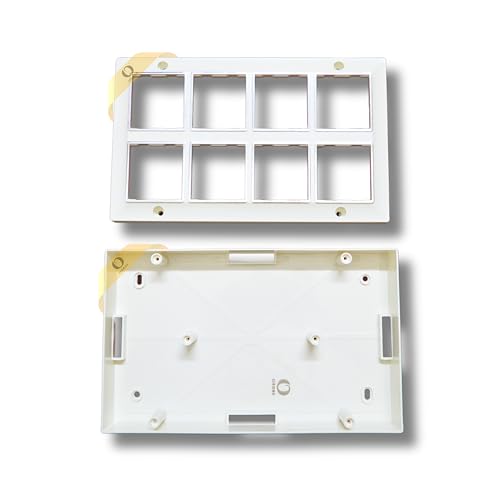 Image of ORMOR Modular Surface Mount Gang Box (16 Module-White) Silver Line Glossy Premium Polycarbonate Box for Universal Standard Modular Electrical Switches