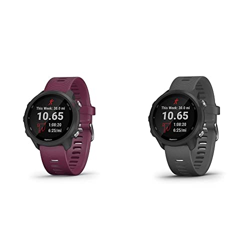 Garmin Forerunner 245, GPS Running Smartwatch with Advanced Dynamics, Berry & Forerunner 245, GPS Running Smartwatch with Advanced Dynamics, Slate Gray