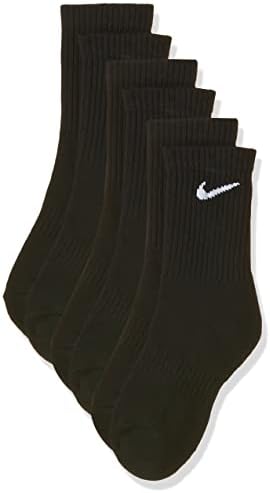 Nike Everyday Cushion Crew Training Socks, Unisex Socks with Sweat-Wicking Technology and Impact Cushioning (3 Pair), Black/White, Medium