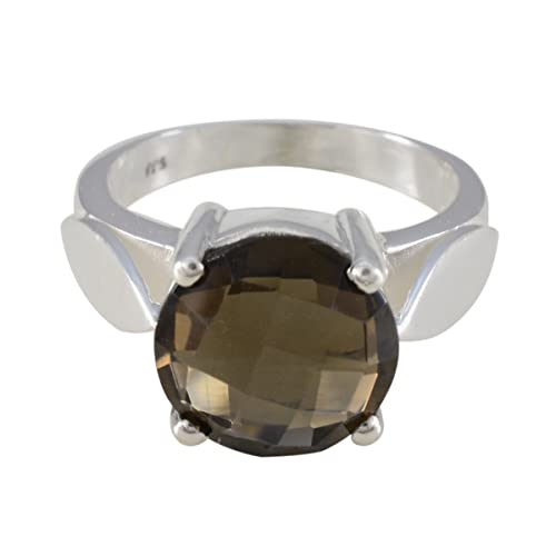 Bague en argent sterling 925 ronde sertie de pierres précieuses éclatantes