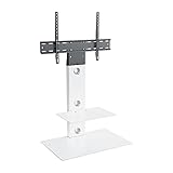 TV Furniture Direct   Support TV type cantilever avec équerre et étagères blanches   Blanc satiné   Pour écrans plasma, LCD, LED, HD, OLED, incurvé de 32 à 60 pouces. Square Shelves blanc