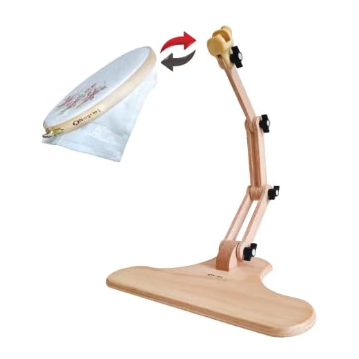 Nurge Adjustable Embroidery Table Stand, Cross Stitch Stand, Embroidery Hoop Holder. Hand Polished Natural Wood.