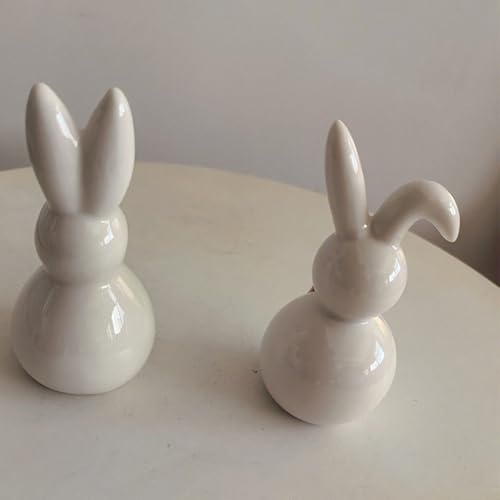 Statue de lapin en céramique blanche pour votre décoration de table - 6