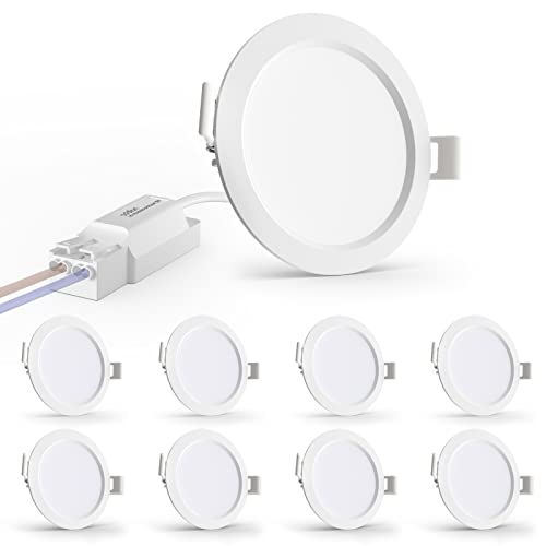 addlon LED Einbaustrahler 230V Flach, 7W Einbauleuchten Deckenspots Deckenstrahler, LED Spots 230V Warmweiß 3000K Einbauspots für Badezimmer Küche Wohnzimmer, 9er Set Cover
