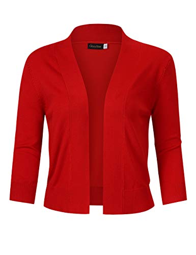 image for GloryStar Women’s 3/4 Sleeve Cropped Cardigan Sweaters Open Front Kn