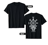 Viking Symbols Print On Back - Aegishjalmur Vegvisir Valknut T-Shirt