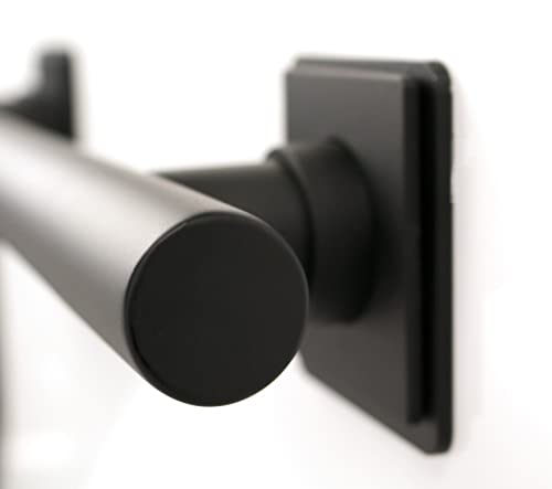 42-inch Coronado Designer Straight Bathroom Shower Grab Bar with Decorative Square Flanges, Matte Black by Seachrome - Image 4